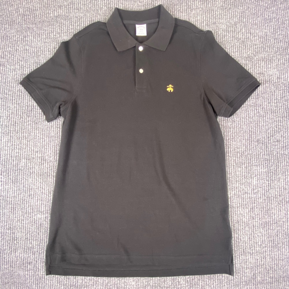 Brooks Brothers Polo Shirt Mens Large Black Slim Fit Cotton Pique Preppy Classic